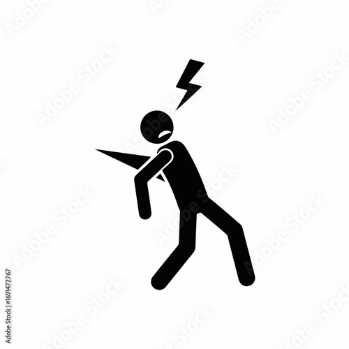 Stick figure icon of a person with sudden back pain.