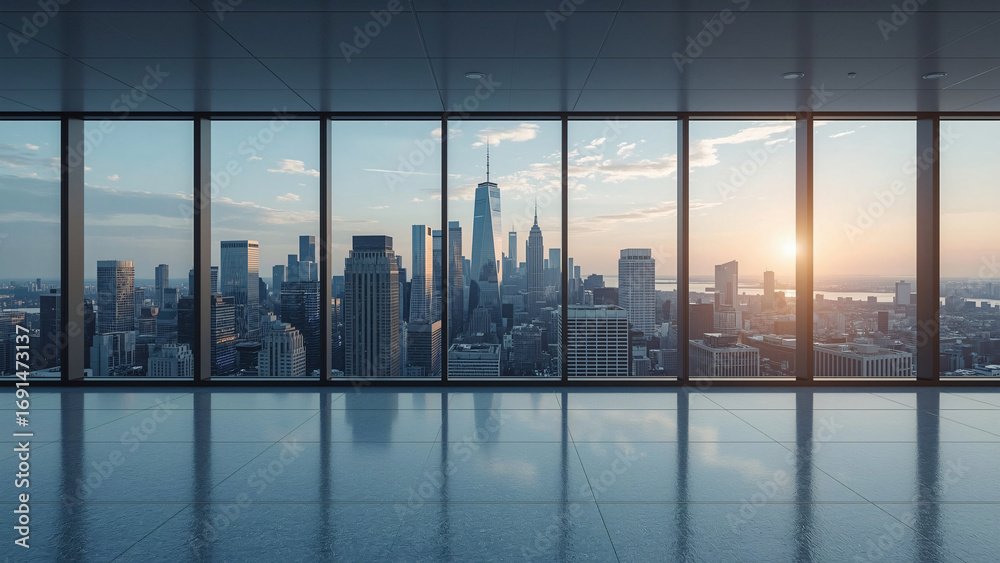 Fototapeta premium High glass building tower office skyscrapers in city view