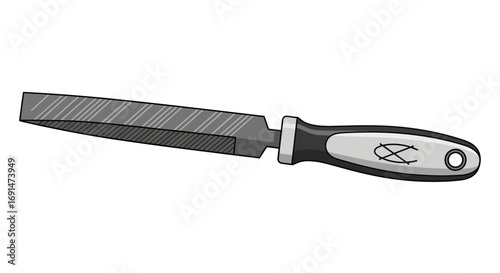 Flat Metal File Tool with Ergonomic Handle and Serrated Surface