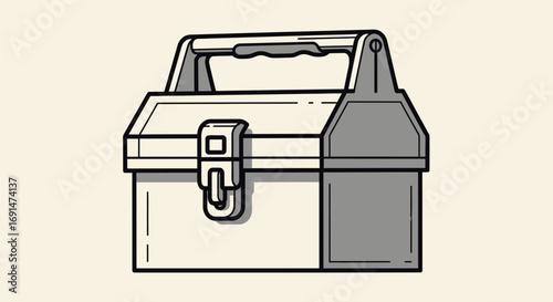 Outlined Tool Box with Handle and Latch