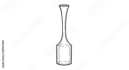 Elegant Tall Glass Vase with Hourglass Shape and Delicate Outlines