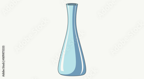 Tall Slender Light Blue Glass Vase with Narrow Neck and Wider Base, Cartoon Style