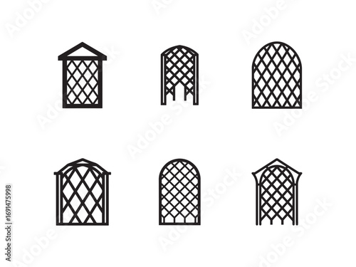 Elegant Trellis Arches Vector Set for Garden and Landscape Design Projects Decorative Framework Elements with Various Shapes