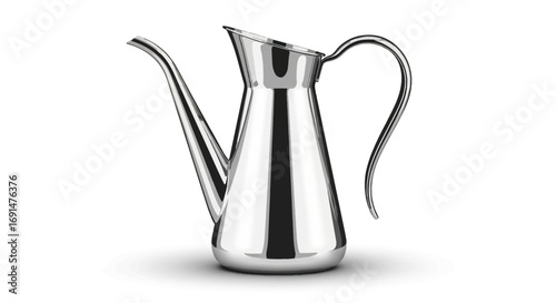 Sleek Silver Olive Oil Dispenser with Long Spout and Curved Handle