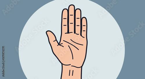 Stylized Hand with Fingers Extended Upward, Palm Facing Forward