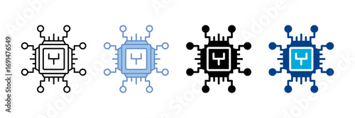 Cpu Icon Set Multiple Style Collection