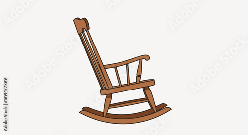 Classic brown wooden rocking chair illustration featuring curved rockers