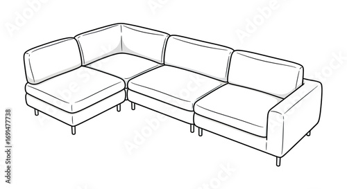 Modern White Sectional Sofa with Minimalist Design and Clean Lines.
