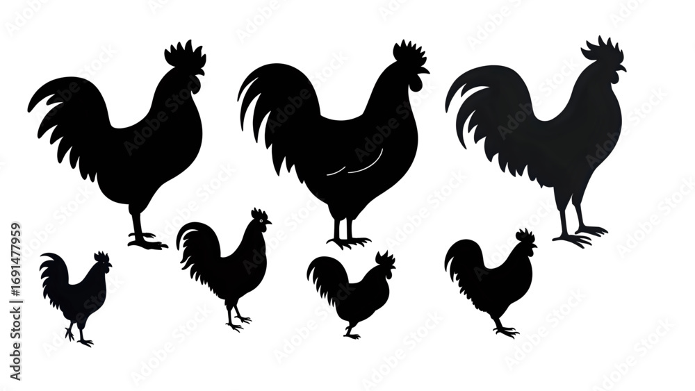 Fototapeta premium Chicken animal isolated with cartoon vector illustration on transparent background