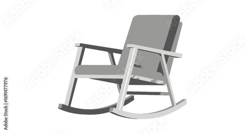 Gray Rocking Chair with Upholstered Seat and Curved Runners
