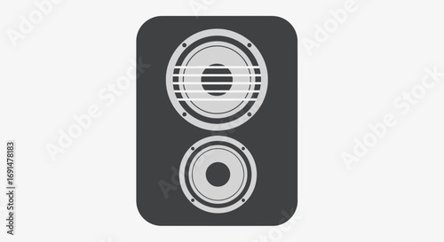 Gray Speaker System with Two Round Speakers and Horizontal Grille