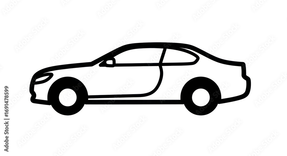 Fototapeta premium Side view outline car drawing