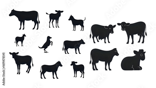 Isolated animal farm animal with cartoon vector illustration on transparent background