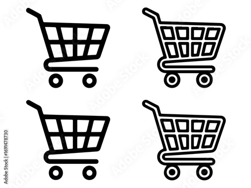 Shopping cart icon set vector illustration for ecommerce retail store online shop market purchase 100