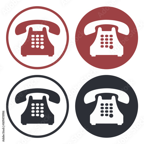 Retro telephone icon set vector illustration for contact us page and communication design elements use 100