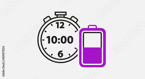 Stopwatch and Battery Icon Representing Time and Power