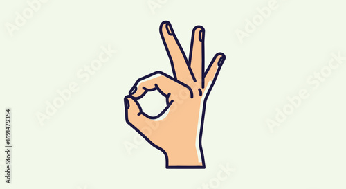 Hand Gesture: OK Sign with Fingers and Thumb Forming Circle