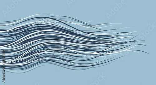 Dynamic Wavy Blue and White Flowing Lines Abstract Pattern