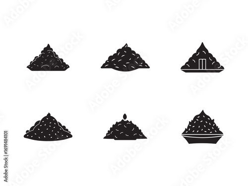 Pile of Seeds Silhouette Icon Set Variety of Shapes Agricultural Concept Vector Illustration Isolated on White Background