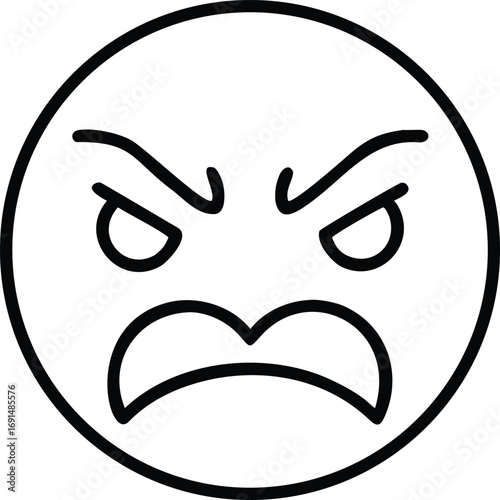 Angry face outline icon design for social media resource