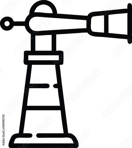 Antique style doctor's ear trumpet instrument in simple line art illustration