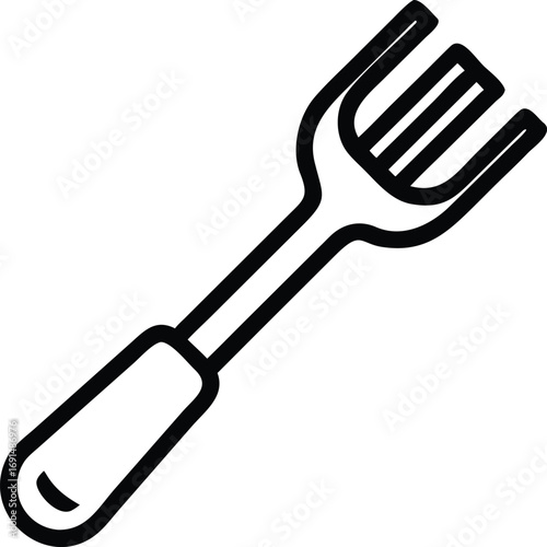 Barbecue fork in outline design for culinary projects and grilling illustrations