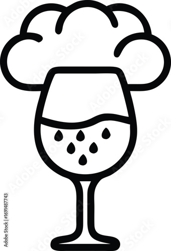 Beer glass with foam line art icon, alcohol beverage silhouette