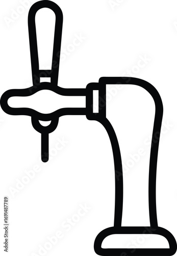 Beer tap icon with bold outline style isolated on a white background