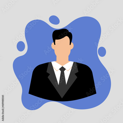 Professional businessman avatar in a sharp suit and tie, representing leadership, success, and corporate roles. Ideal for business, finance, and career concepts.