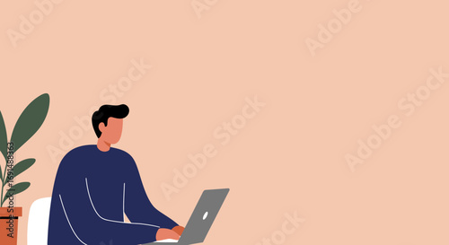 Focused person working remotely on a laptop at home, embodying modern productivity and a flexible lifestyle. Ideal for technology, business, or education concepts.