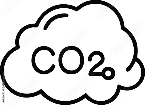 Black line drawing of carbon dioxide cloud for environment related designs