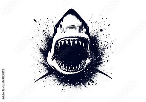 Great White Shark Hand Drawn Engraved Sketch Vector Illustration by AZ for Books, Arts, Design and Decoration Graphic Asset