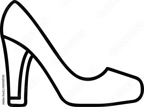 Black outline of high heel shoe illustration for fashion and beauty projects