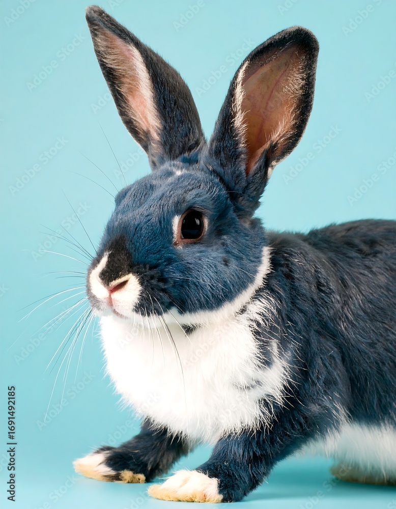 Obraz premium Blue and white rabbit portrait