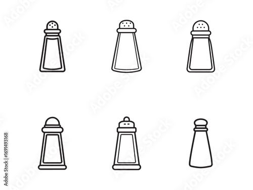 Variety of Salt Shaker Illustrations for Culinary and Dining Concepts Black and White Design