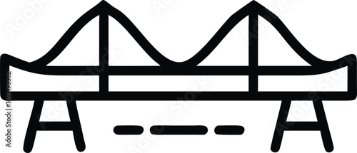 Bridge minimalist icon with geometric design and river representation for web or app use