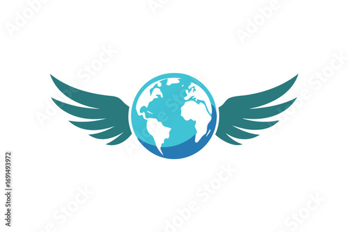 globe with wings vector gold design illustration emblem design icon