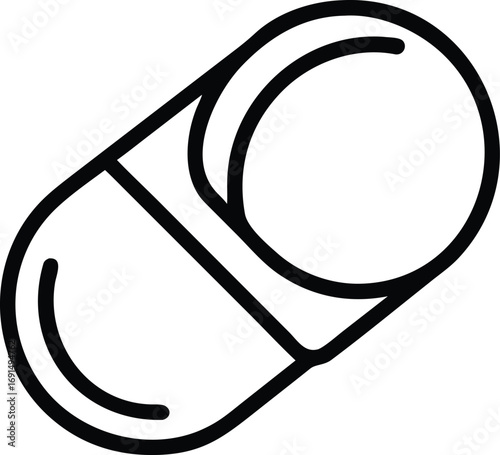 Capsule pill outline icon, simple health medication line art