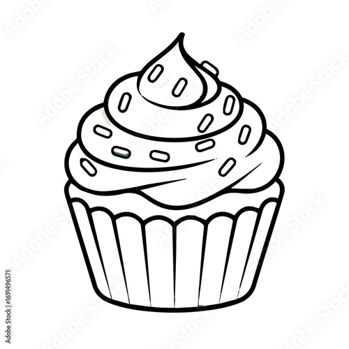 Cupcake drawing dessert sweet treat bakery food illustration frosted cake design delicious pastry vector art