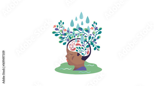 States of mind such as calm, stress, anxiety, happiness, sadness, focus, and creativity, conceptual design for psychology and mental health themes