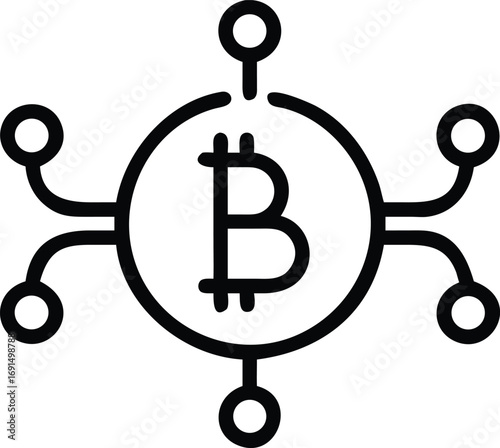 Connected bitcoin symbol network, digital currency blockchain design for fintech app