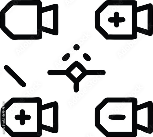 Control panel interface with plus minus signs in sketch drawing