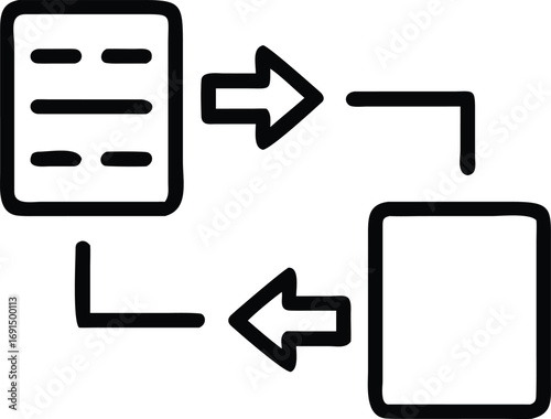 Data synchronization icon with arrows in a continuous loop line art style
