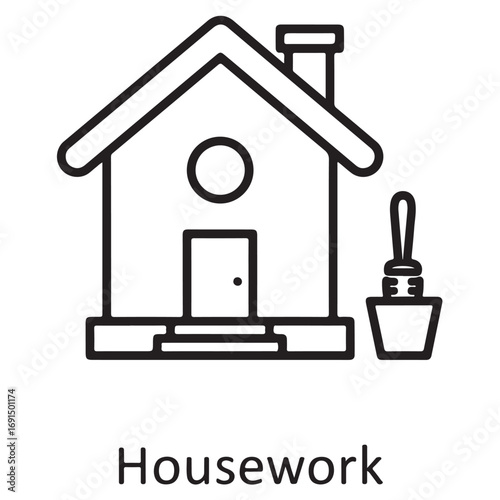 Housework Icon with Cleaning Supplies home bucket