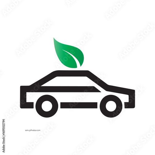 Eco car logo symbolizing harmony of renewable charging power and clean lifestyle