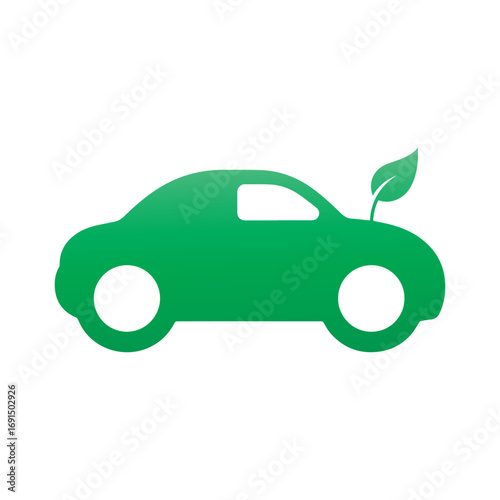 Eco car silhouette roof leaf logo design symbolizing harmony with natural energy
