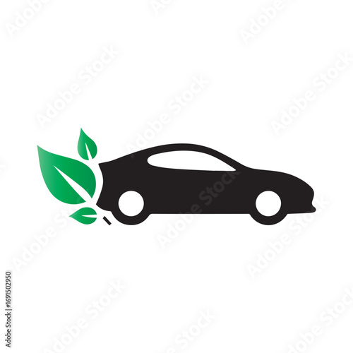 Eco car lightning leaf logo showing fusion of renewable energy and eco lifestyle
