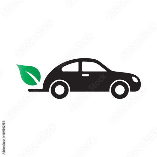 Bold eco car symbol highlighting future innovation of renewable electricity transport