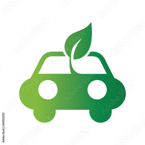 Eco car logo showing motion of renewable green energy and harmony with climate