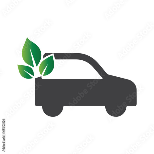 Floating eco car leaf logo symbolizing sustainable transport and renewable lifestyle